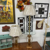 Oak Glass Floor Lamp Table