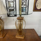OAK GLASS FLOOR LAMP TABLE