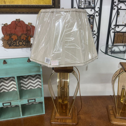 SMOKY GLASS OAK MULTI LIGHT LAMP