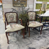 PAIR VICTORIAN TAPESTRY ARM CHAIRS