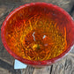 Embossed Amberina Art Glass Compote