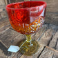 Embossed Amberina Art Glass Compote