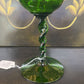 GREEN EMPOLI ART GLASS TWISTED PEDESTAL VASE