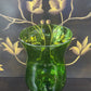 GREEN EMPOLI ART GLASS TWISTED PEDESTAL VASE