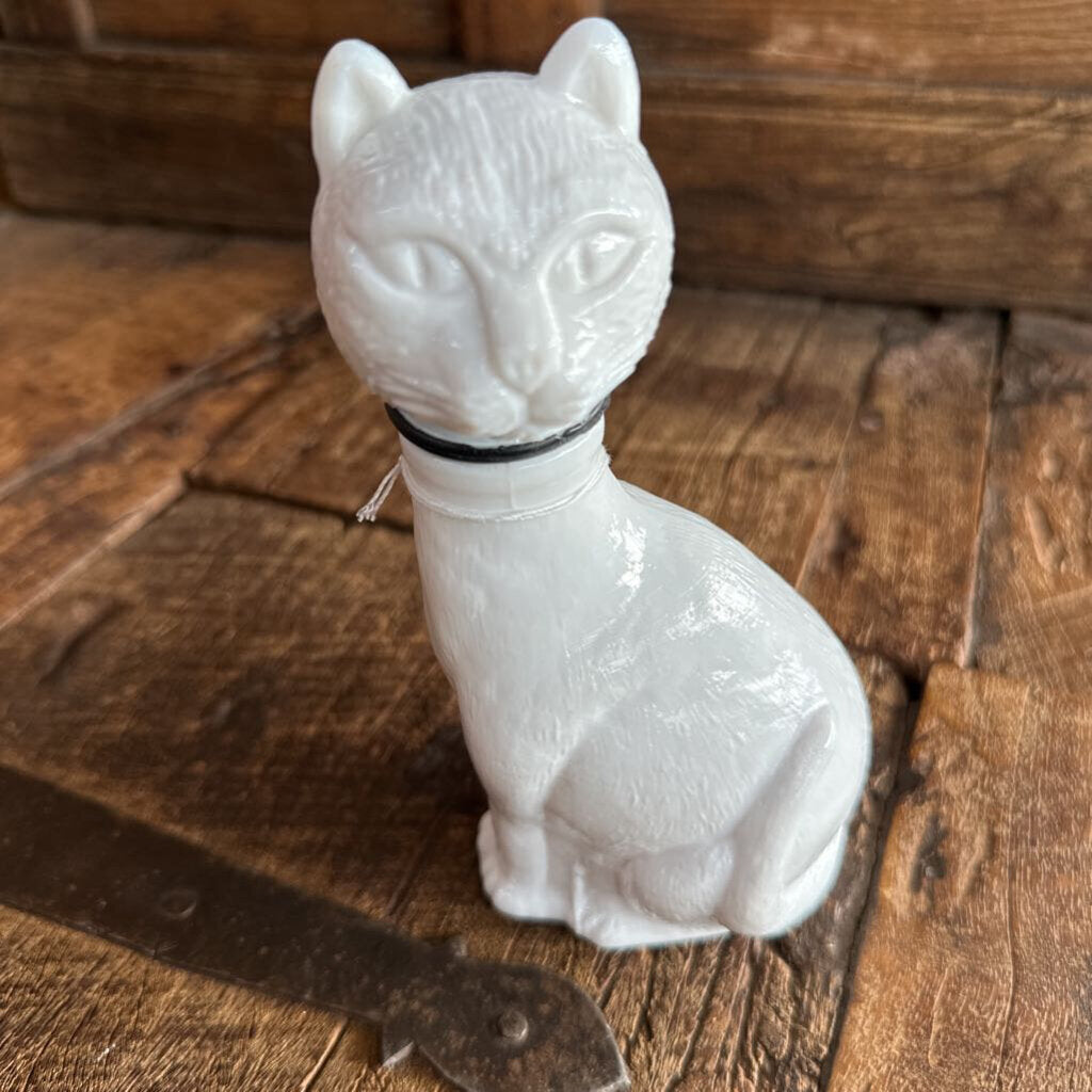 Empoli Art Glass Milk Glass Cat Decanter