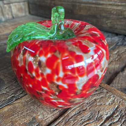 Red Gold Specked Art Glass Apple