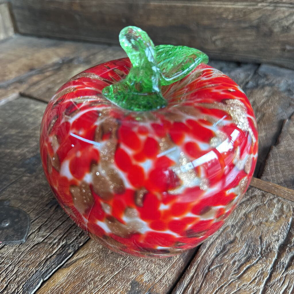 Red Gold Specked Art Glass Apple