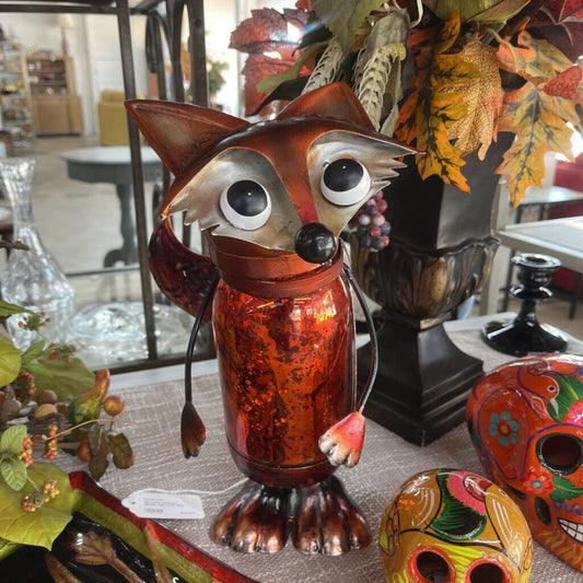 TIN AND ORANGE GLASS HARVEST FOX