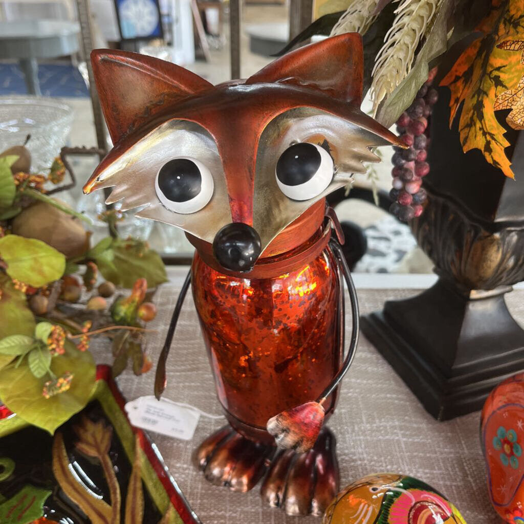TIN AND ORANGE GLASS HARVEST FOX