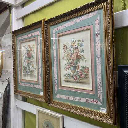 PAIR LARGE FRAMED ART FLORAL PICTURES