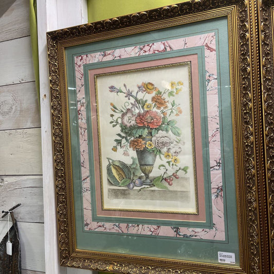 PAIR LARGE FRAMED ART FLORAL PICTURES