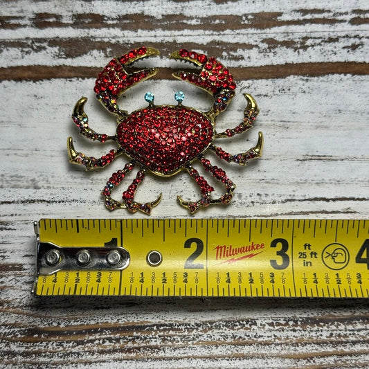 Rhinestone Crab Brooch