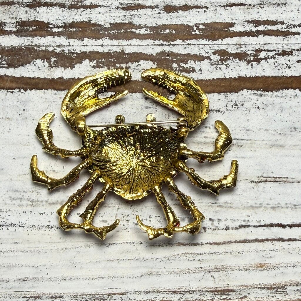 RHINESTONE CRAB BROOCH