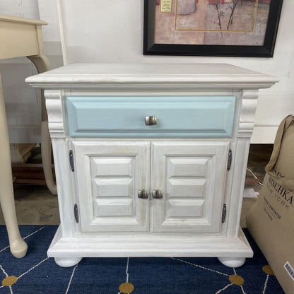 NIGHT STAND WHITE WITH BLUE DRAWER