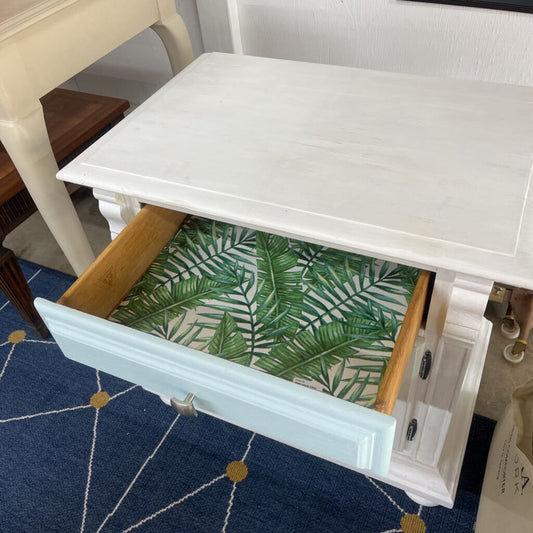 NIGHT STAND WHITE WITH BLUE DRAWER