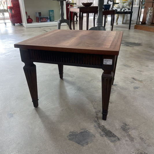 TABLE STAINED TOP BLACK LEGS