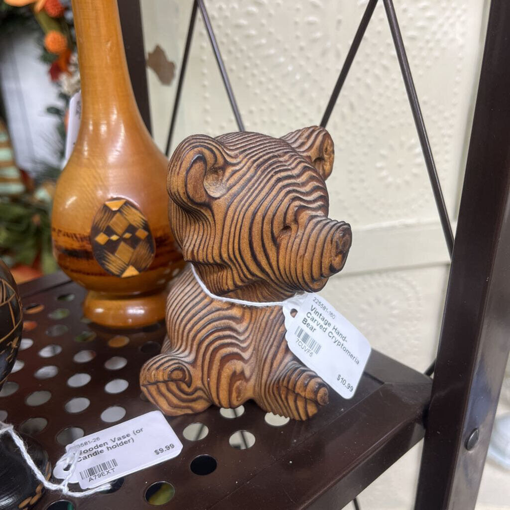 VINTAGE HAND-CARVED CRYPTOMERIA BEAR