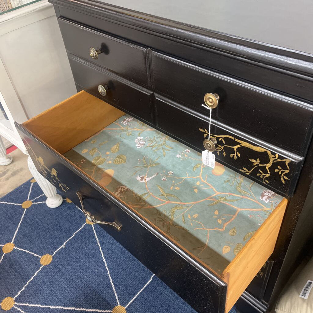 CHEST BLACK W/GOLD STENCILING