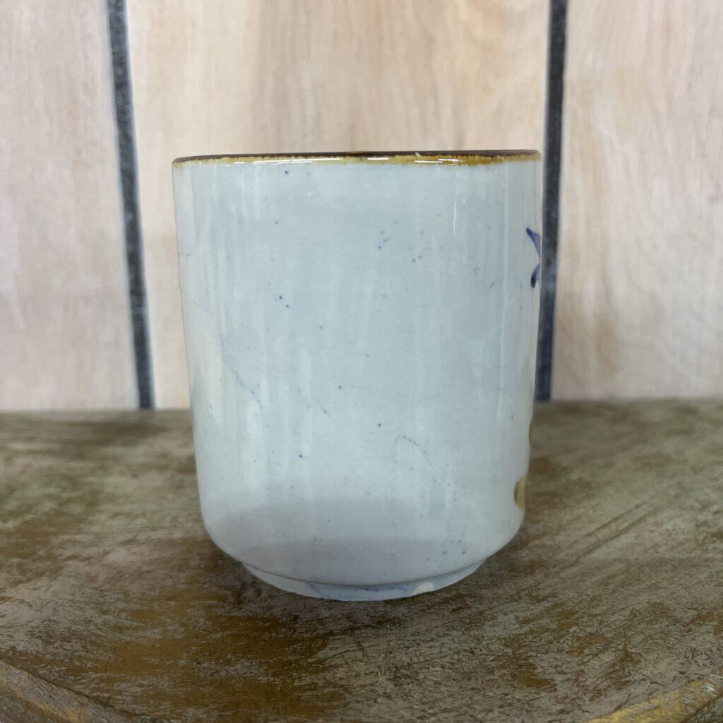 VINTAGE STONEWARE HAND-PAINTED MUG W/FLOWER