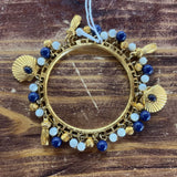 VTG MONET' BLUE GOLD WHITE CHARM BRACELET