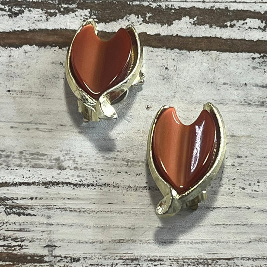 Vtg Thermoset Wishbone Clip Earrings