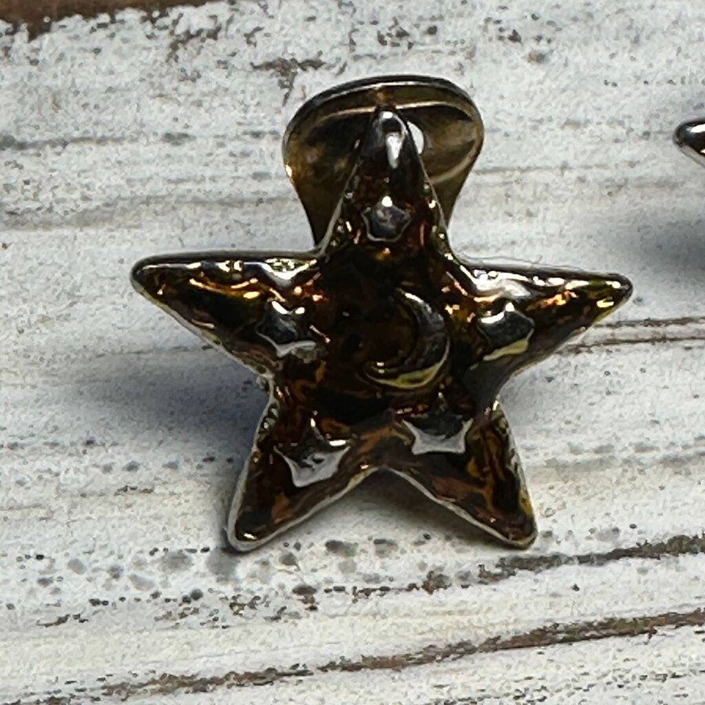 VTG ROOTBEER ENAMEL STAR CLIP EARRINGS