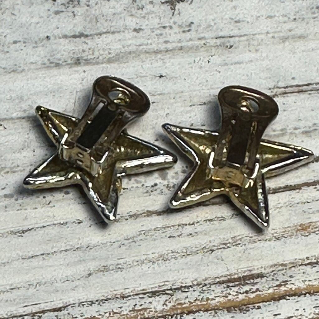 VTG ROOTBEER ENAMEL STAR CLIP EARRINGS