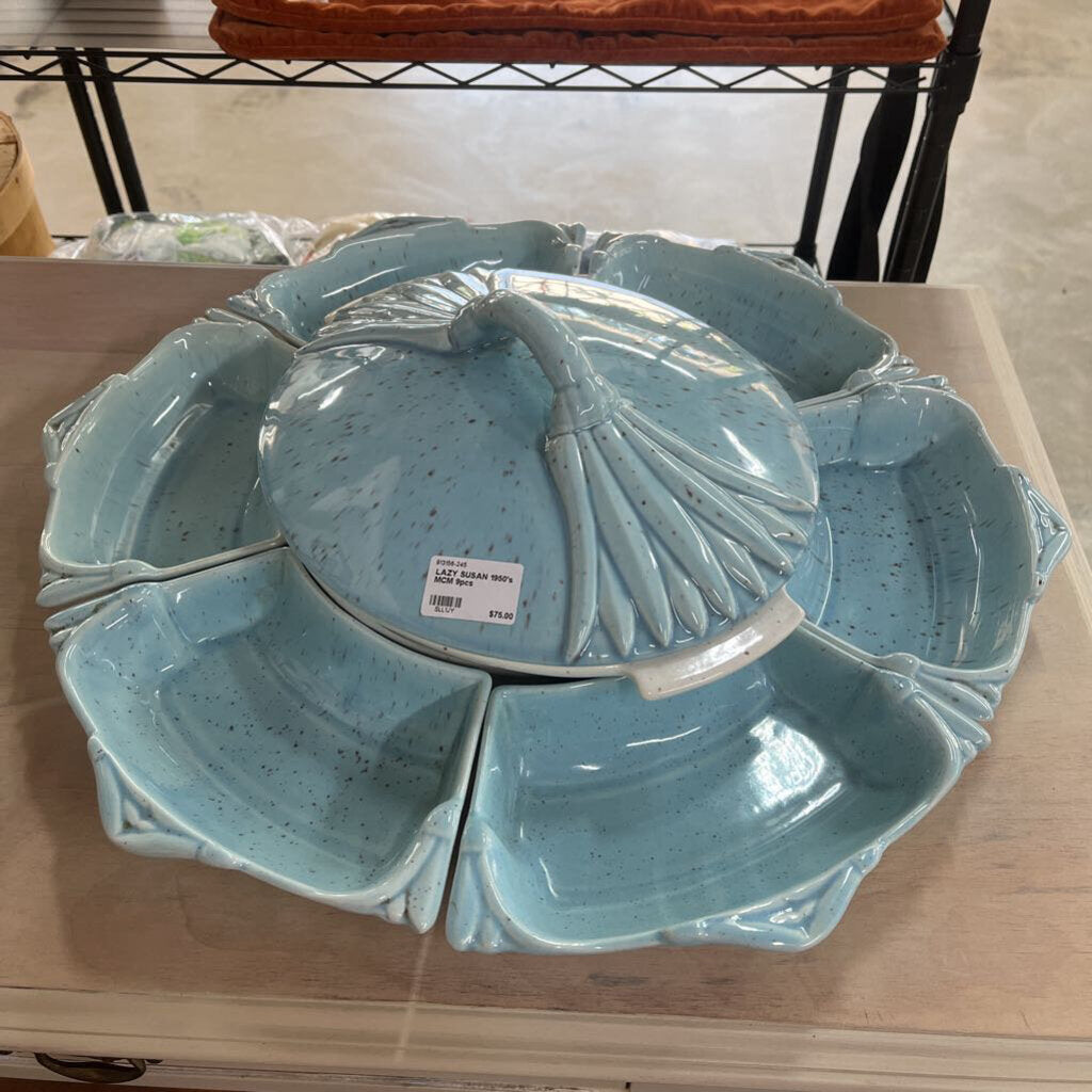 LAZY SUSAN 1950'S MCM 9PCS