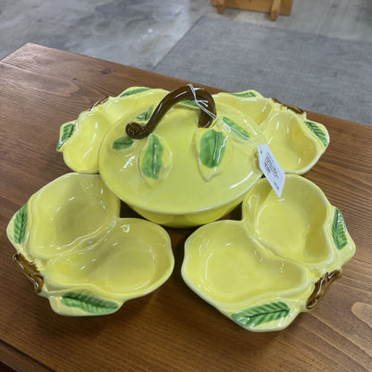 LEMONY YELLOW CALIFORNIA POTTERY LAZY SUZY 6 PC