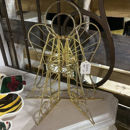 LARGE GOLDEN IRON ANGEL CANDLE HOLDER