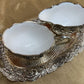 Vtg Silverplated Repousse 3 piece Cream and Sugar with Tray