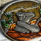 Vtg Enamel & Bronze Snake Buckle