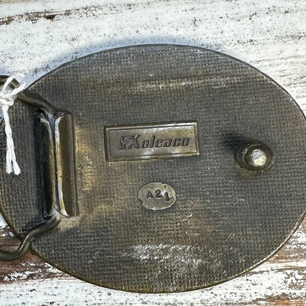 Vtg Enamel & Bronze Snake Buckle