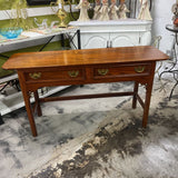 OAK WOOD TWO DRAWER CONSOLE TABLE