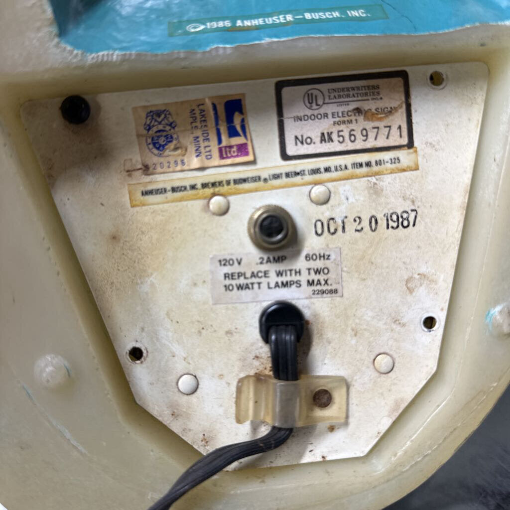 1987 SPUDS MAKENZIE BAR LIGHT. WORKS!