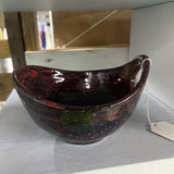 CRIMSON FUSION FOLK ART POTTERY BOWL
