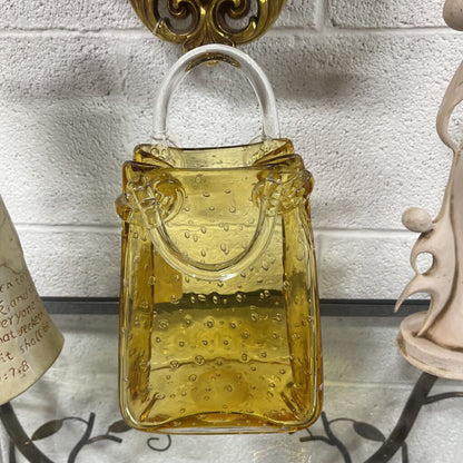BUBBLE ART GLASS HANDBAG VASE