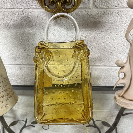 BUBBLE ART GLASS HANDBAG VASE