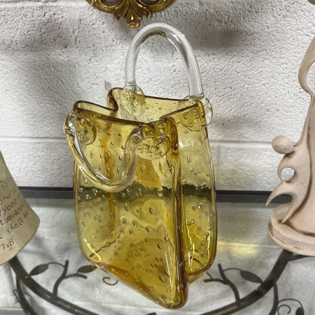 BUBBLE ART GLASS HANDBAG VASE