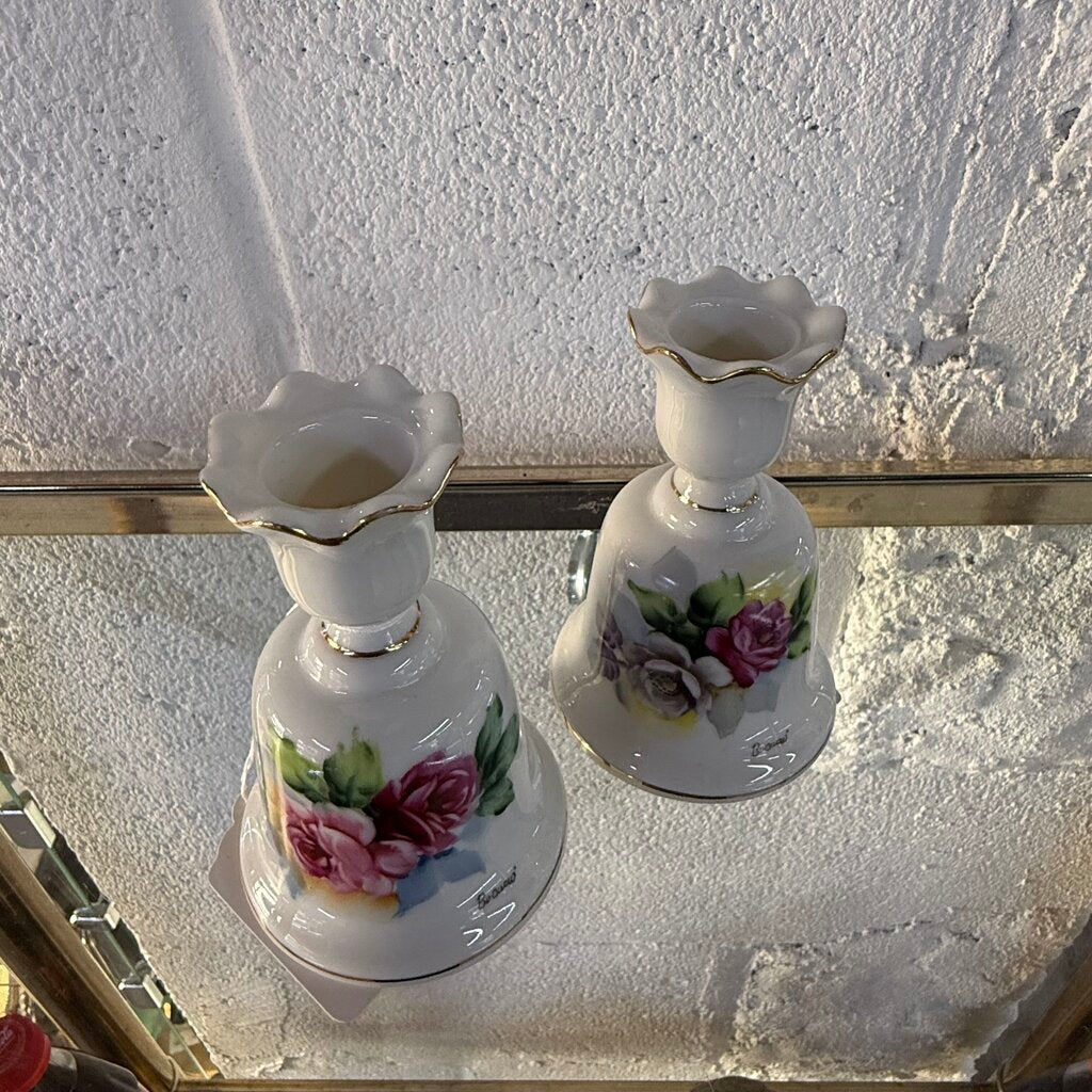 Pair Porcelain Bell Candleholders