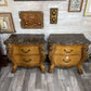 PAIR LARGE STONE TOP BEDSIDE TABLES