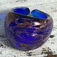NOS MURANO GLASS BLUE/GOLD RING BOXED