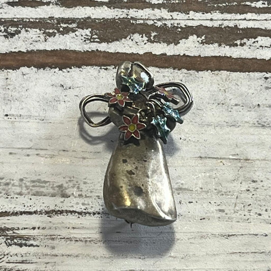 Vtg Pot Metal Star Angel Brooch