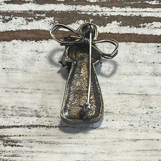 Vtg Pot Metal Star Angel Brooch
