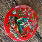 Vtg Round Red Makeup/Trinket Tin