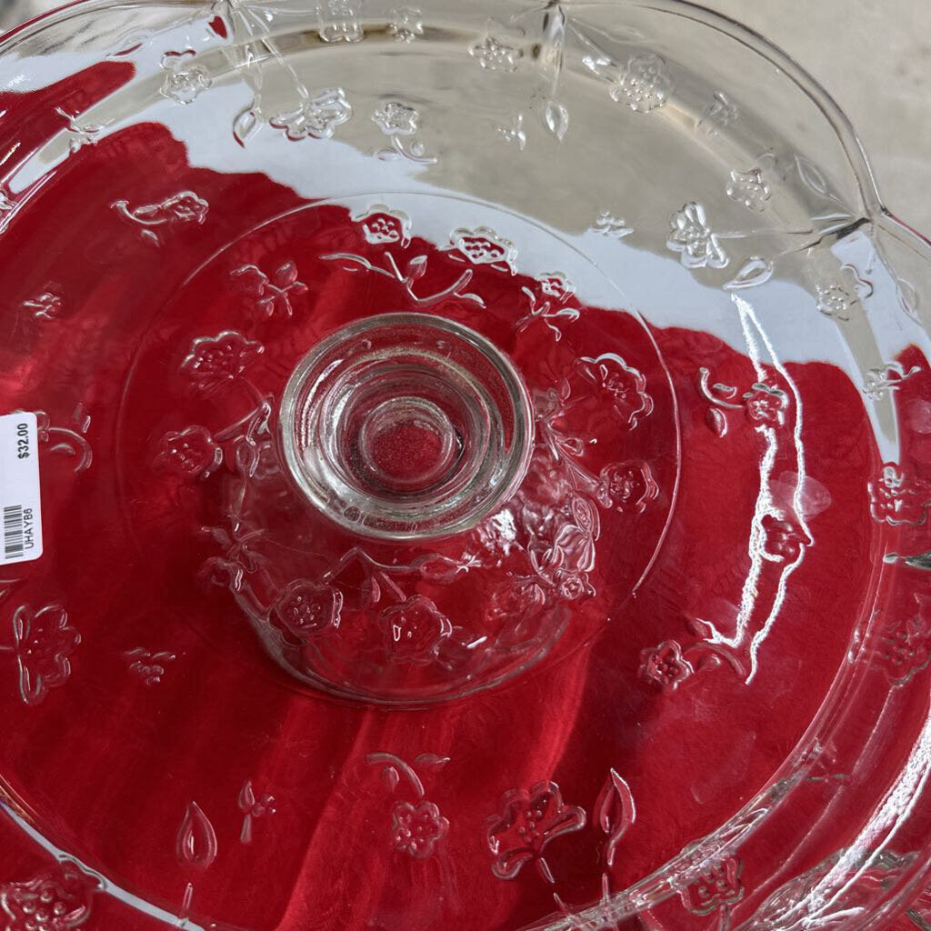 Clear Glass Domed Cake Stand 2pc
