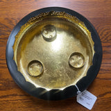 BLACK & GOLD PIERCED 3 TEA LIGHT HOLDER