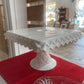 SQUARE MILK GLASS CAKE STAND