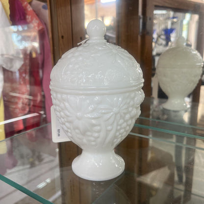 AVON MILK GLASS COVERED DISH