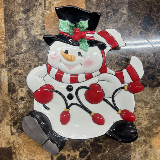 FITZ AND FLOYD CHEERS SNOWMAN PLATE